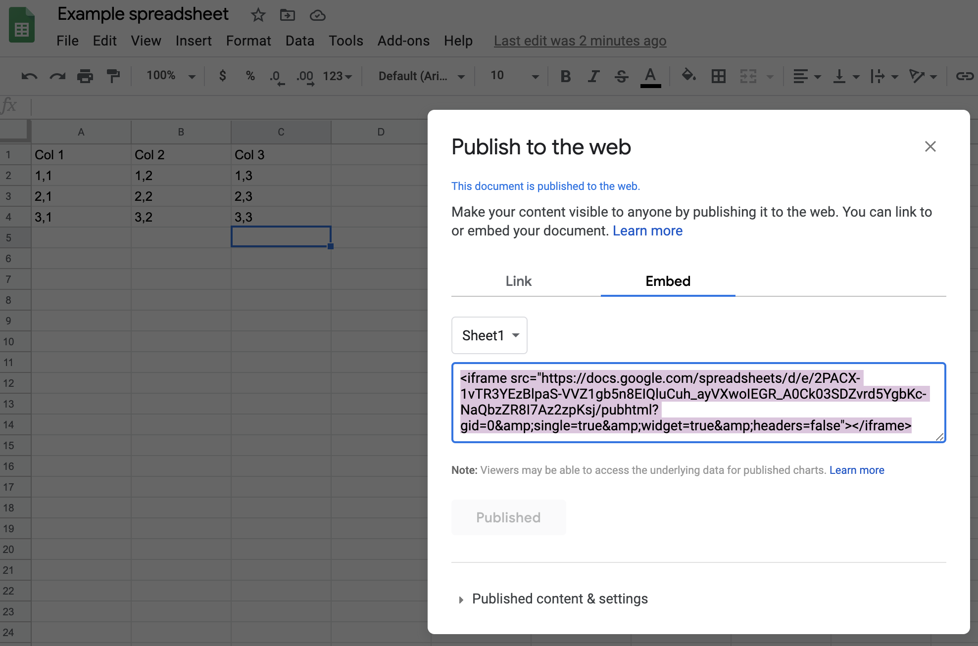 Publish to web